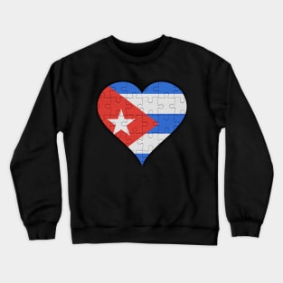 Cuban Jigsaw Puzzle Heart Design - Gift for Cuban With Cuba Roots Crewneck Sweatshirt